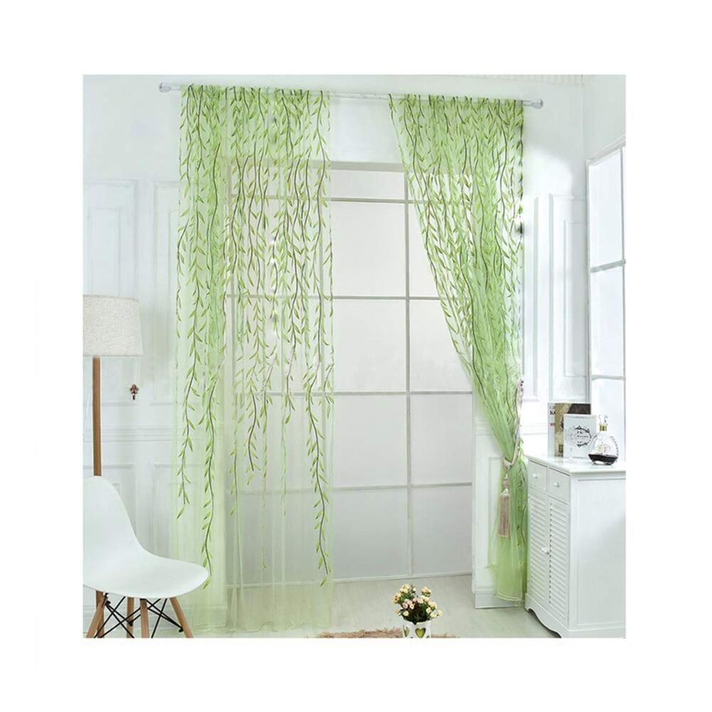 Set of 2 Curtain Panels, 39.4"W x 106.3"H Willow Leaf Voile Curtains